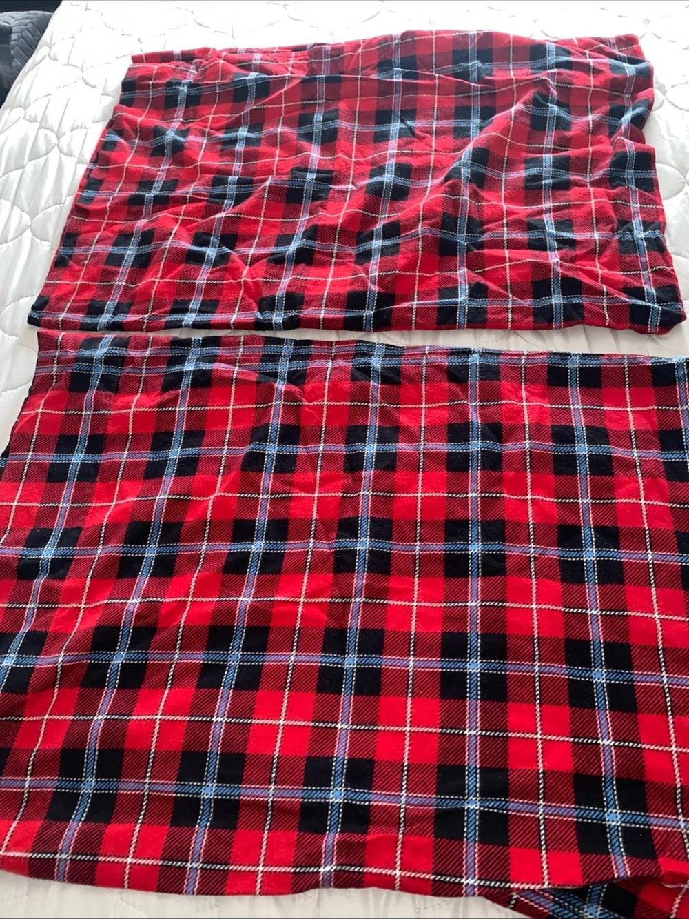 Tartan Red Plaid Standard Queen Pillowcases Flannel Set Of 2